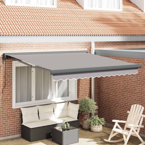 Toldo retráctil Gris Claro 350 x 250 x 165 cm Tela y Metal