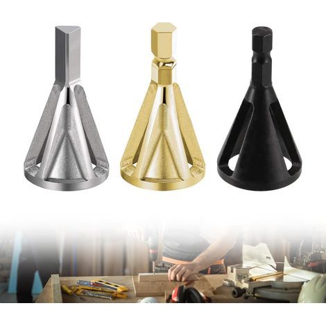 External Deburring Chamfer Tool 3 Pcs Deburring for Drill Bits for Countersink Removal for Various Drill Bits (Gold, Silver, Black) NPTERBL (1/5)