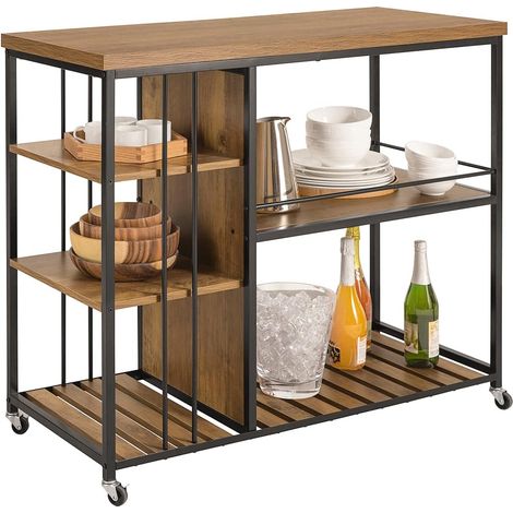 SoBuy Serving Trolley Kitchen Trolley Cart Mobile Trolley with 5 Shelves,SVW18-F (1/5)