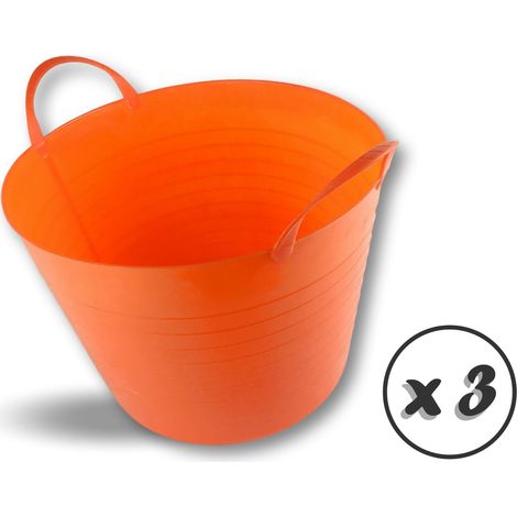 Seau bassine panier souple Récipient multifonction en polyéthylène plastique flexible résistant - Quantité x 3 - Ø40 - 25 litres (1/5)