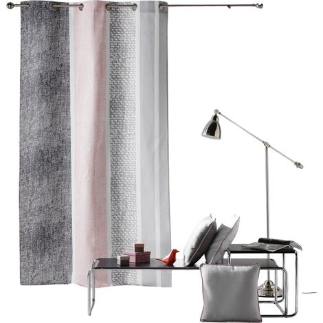 Rideau a oeillets 140 x 240 cm Textilio Rose (1/3)