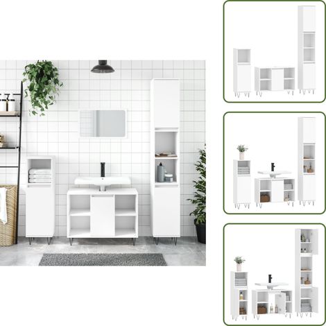 Almacenamiento de baño - vidaXL Juego de muebles de baño 3 pzas madera contrachapada blanco - Muebles de baño de madera