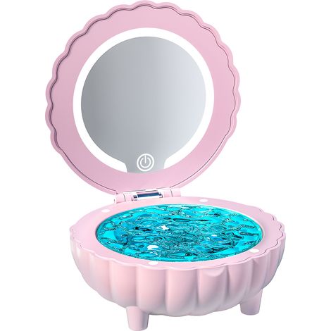 Projecteur lumineux coquillage avec haut-parleur Bluetooth, 7 couleurs changeantes et miroir lumineux 3 couleurs pour la chambre à coucher (rose) (1/5)