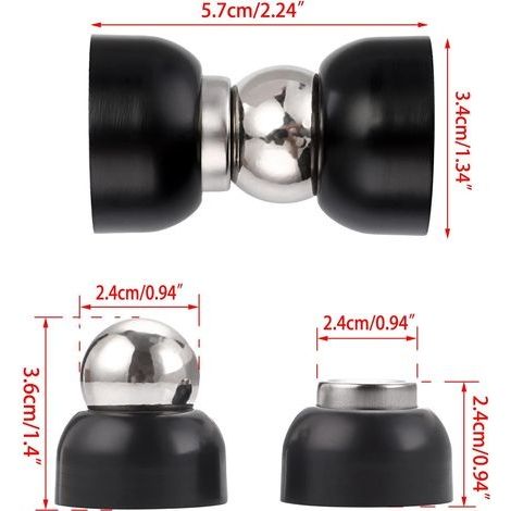 1 Stück magnetischer Türstopper aus Edelstahl mit Schrauben (Mini, Schwarz) (1/4)