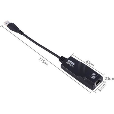 Adaptateur Réseau - Juce® - USB 3.0 vers RJ45 - 1000 Mbps - Compatible Windows et Mac - Noir (1/4)