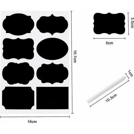 Étiquettes bocal (64 pcs) - Noir tableau, marqueur craie inclus (1/3)