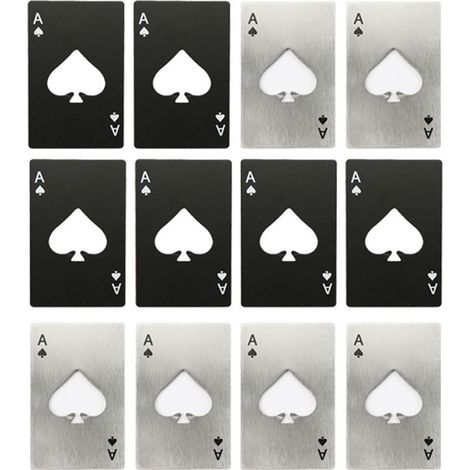 12 Pièces Ouvre-Bouteille en Forme de Poker en Acier Inoxydable Portable pour Maison (1/5)