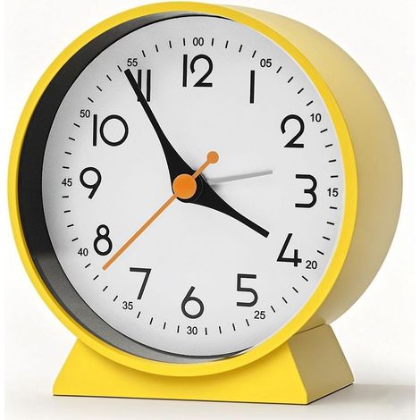 Horloge analogique silencieuse sans tic-tac, petite horloge de table rétro pour décoration salon, chambre, table de chevet, adaptée aux adultes, personnes âgées, enfants et voyage, fonctionne avec pil (1/5)