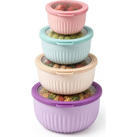 Plastic Mixing Bowls Plastic Salad Bowl Set with Lid (1/5)