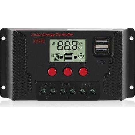 TAISHENGDA – Regolatore di carica da 30 A, regolatore di carica per pannelli solari, rilevamento automatico, 12 V/24 V, con schermo LCD e porta USB da 5 V (1/5)