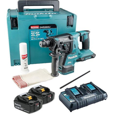Makita DHR280PT2J 36V(18Vx2) LXT Brushless 1-1/8 Rotary Hammer SDS-PLUS Kit - 2x 5Ah Batteries, DC18RD Charger & Makpac 4 Case