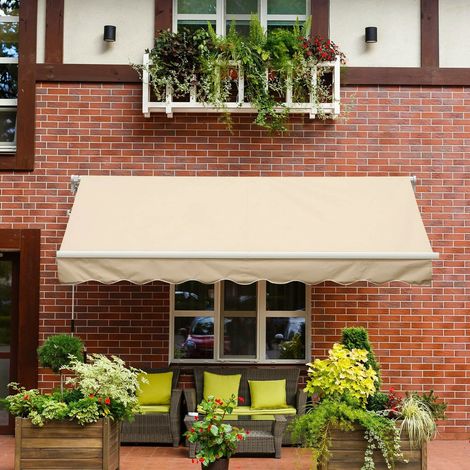 TENDA SOLE AVVOLGIBILE BALCONE BARRA QUADRA 4x3 MT TENDE BRACCI BEIGE 1819 (1/2)