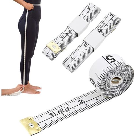 Lot de 3 mètres ruban, mètre ruban souple en tissu blanc de 150 cm pour la mesure corporelle, mètre ruban rétractable pour la perte de poids (blanc) (1/4)
