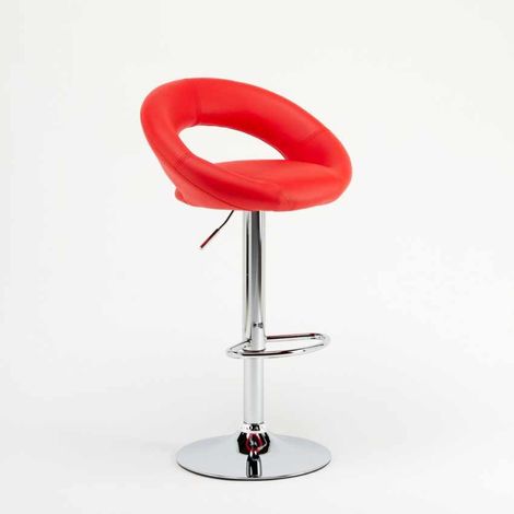Tabouret de bar cuisine industriel pivotant réglable en hauteur repose-pieds Chicago - Rouge