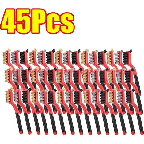 (B-45Pcs(15Set)) Brosse de nettoyage en laiton, métal laiton/acier inoxydable/nylon, adaptée aux hottes à gaz, dégraisse et élimine les taches, outil de nettoyage des plaques de cuisson (1/4)