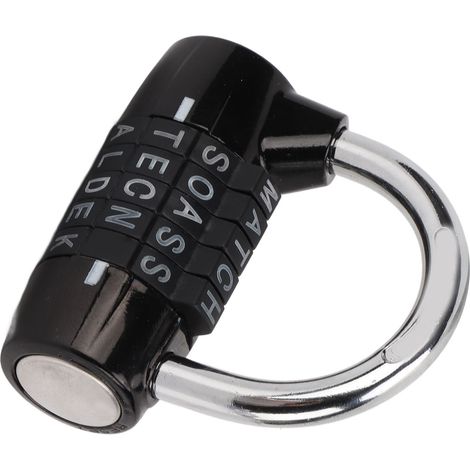 Cadenas à combinaison 5 lettres antivol en alliage de zinc noir massif pour valise de sport (1/5)