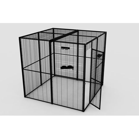 Volière intérieure pour perroquets 4m² – Hauteur 195 cm – Maille acier non toxique – Système d'ancrage au sol – Accès facile avec porte – Imor