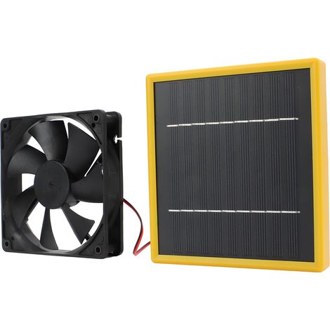 Ventilateur solaire 5W 12V avec support, portable et facile à monter soi-même, avec panneau solaire, idéal pour poulailler ou serre. (1/5)