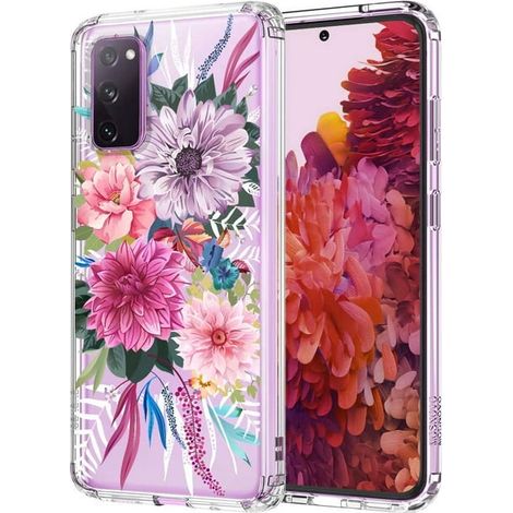 Coque Galaxy S20 FE, motif floral fleurs jardin femme fille, transparente rigide en plastique avec rebord TPU, protection antichoc pour Samsung S20 FE 5G, étui fin et résistant (1/5)