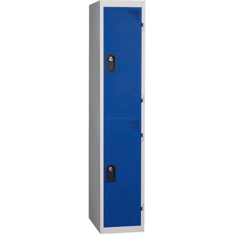 PROVOST - Vestiaire multicases monobloc 1 colonne - 2 cases en acier bleu (1/4)