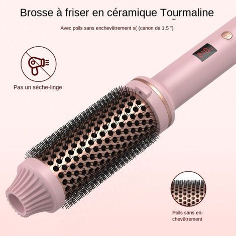 Brosse de fer à friser les cheveux de 1.5 pouces, brosse thermique en céramique, brosse ronde chauffée (1/3)