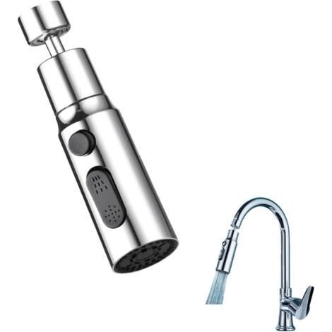 Kitchen Faucet Spray Head, 3 Modes Breeze Jet Nozzle Tap with Aerator Shower Head Kitchen Sink 360 Degree Kitchen Mixer Tap with Shower Head for Bathroom Sink Tap (Silver) (1/5)