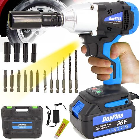 3-in-1 Impact Wrench Cordless Drill Set, 18V 420 N.m Torque Electric Wrench Tool with Battery Charger, 4pcs Scokets, 12 Drill Bits, 1/2 Drive Dual Speed Automatic Power Tool with LED Work Light (1/5)