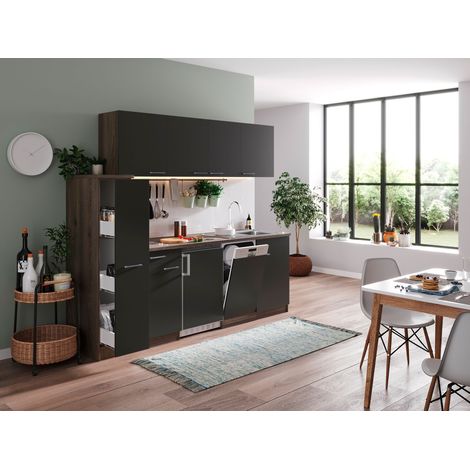 Cuisine Kitchenette Chêne York Gris Oliver 225 cm Respekta