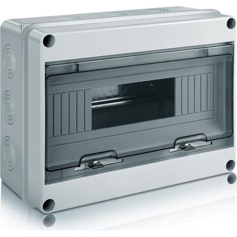 Waterproof Outdoor Electrical Box, IP65 Surface Mounted Distribution Box 12 Modules with Terminals, ABS Plastic Surface for Outdoor Use (12 MODULE) (1/5)