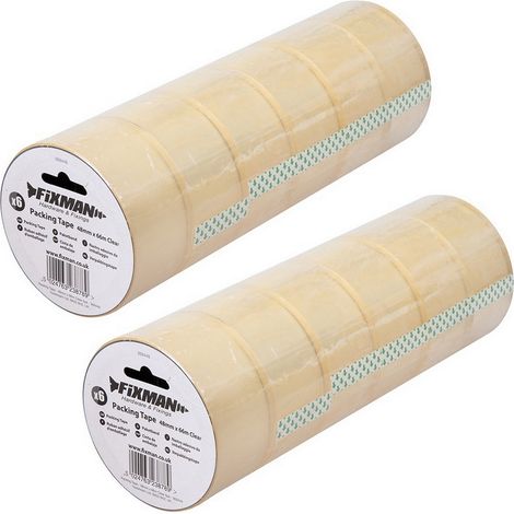 Lot 12 rouleaux adhesif emballage transparent 48 mm x 66 mètres polypropylene (1/2)