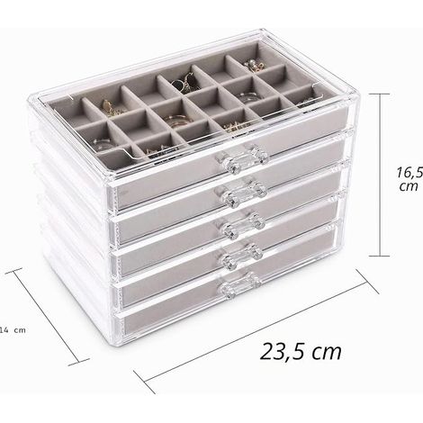 Organiseur bijoux tiroirs acrylique transparent empilable (1/4)