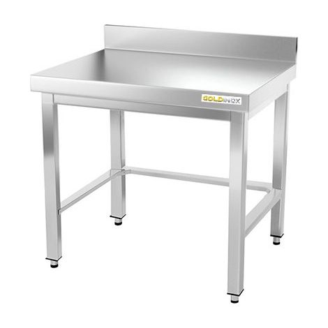 Table de travail en inox soubassement 700 x 700 mm adossée avec renfort PREMIUM - GOLDINOX (1/4)