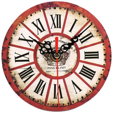 Reloj de pared redondo antiguo de MDF, estilo artístico y creativo europeo, decoración para el hogar y la oficina, 1 pieza, 7 (1/3)