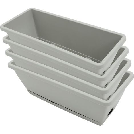 4 pièces Jardinière Rectangulaire Grand Format Bac à Fleurs et Légumes pour Balcon Rebord de Fenêtre Matériau avec Système de Drainage Intégré pour Culture et Décoration (1/5)
