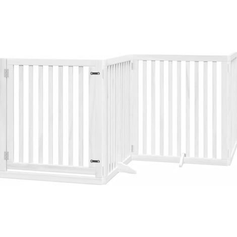 Barrière de sécurité pour chien animaux de compagnie porte pliable 10 panneaux bois de peuplier blanc (1/5)