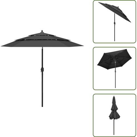 Ombrellone pieghevole - vidaXL Ombrellone a 3 Livelli con Palo in Alluminio Antracite 2,5 m - Ombrellone da patio