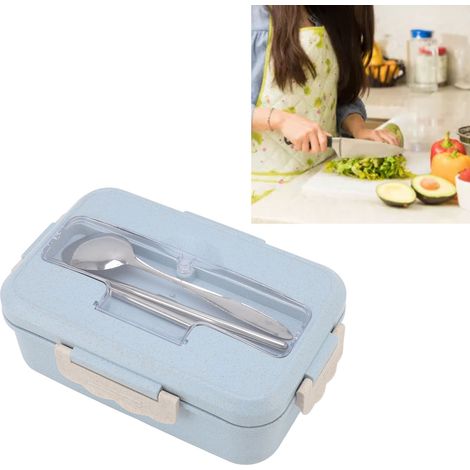 Boîte à lunch compartimentée de style japonais en paille de blé, boîte bento isotherme pour étudiants, compatible micro-ondes, boîte à lunch simple avec couvercle pour employés de bureau, boîte à lunc (1/5)