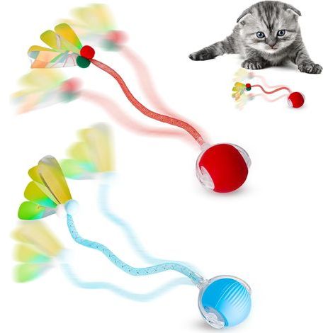 2 Pièces Électrique Jouet Interactif pour Chat, Balle Chat avec Queue (1/5)