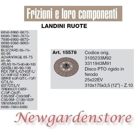 Plato Embrague 25x22 15578 LANDINI WHEELS ADVANTAGE BLIZZARD TREKKER VIEWMASTER