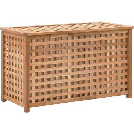 vidaXL Baúl para la ropa sucia madera maciza nogal 77,5x37,5x46,5 cm (1/5)