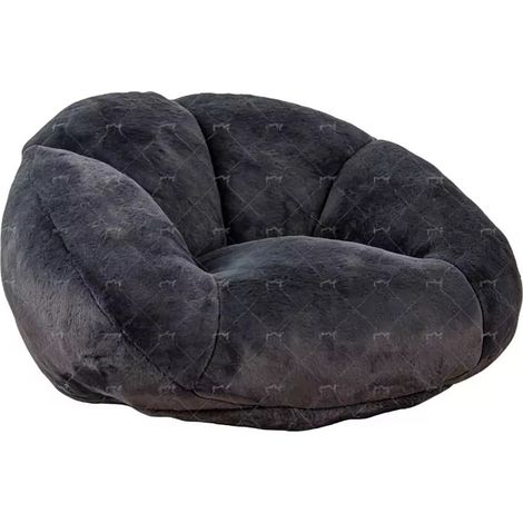 Pouf Fauteuil Enveloppant avec Mousse à Mémoire, Base Antidérapante, Sans Montage, en Velours Doux, Noir Carbone (1/5)