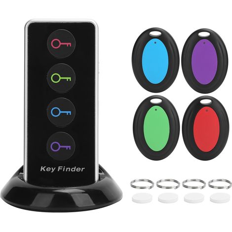 Lot de 4 localisateurs sans fil anti-perte avec télécommande sonore - Alarme de recherche pour clés, portefeuille, téléphone (1/5)
