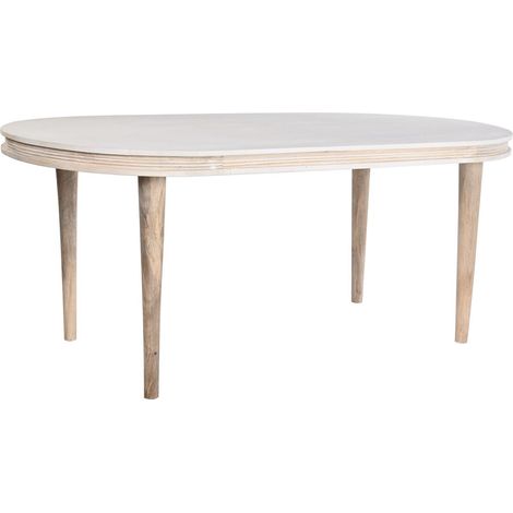 Esstisch DKD Home Decor Weiß Gold Messing Mango-Holz 180 x 90 x 76 cm