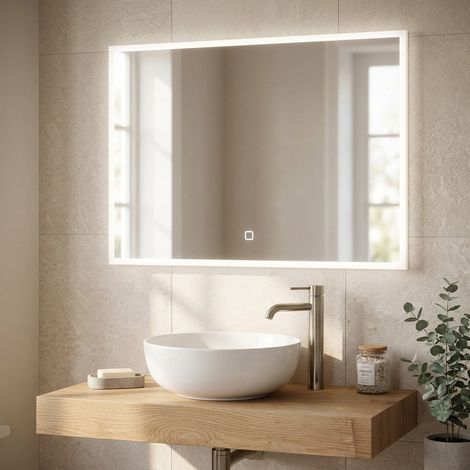 Feel 60x100 cm espejo rectangular colgante con iluminación LED de 3 colores y sensor, blanco (SATZFEELOBLED60100) (1/5)