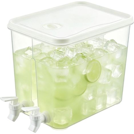 Distributeur de Boissons pour Réfrigérateur Avec 2 Robinets 8 L Étanche Distributeur De Breuvages pour Jus Thé Glacé Sangria Boissons Chaudes Froides Plan de Travail Cuisine (1/5)