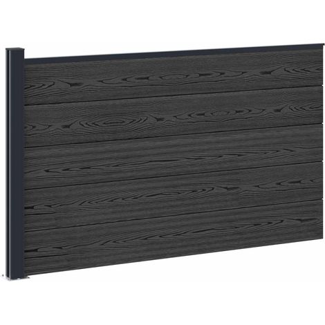 Panel de valla WPC y Aluminio Negro vidaXL
