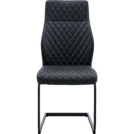 Ensemble table ronde en verre et 4 chaises noires, plateau trempé 85 cm, dossiers hauts matelassés pour petite salle à manger (1/5)