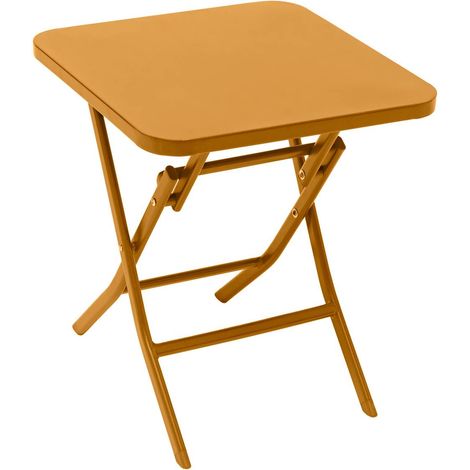 Table d appoint de jardin carrée Greensboro ocre 40x40cm en acier traité époxy - Hespéride (1/3)