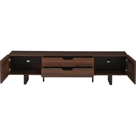 Mueble TV 180 x 40 x 45 cm color nogal oscuro MDF para televisores de hasta 75 pulgadas (1/5)
