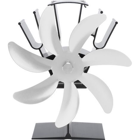 Ventilateur de poêle à chaleur à 7 pales ventilateurs de cheminée thermoélectriques en alliage d'aluminium pour poêles à bois cheminée argent (1/5)